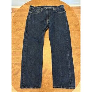 Levis 505 Jeans Mens 40X31.5 Dark Blue Denim Straight Leg Relaxed Fit Stretch